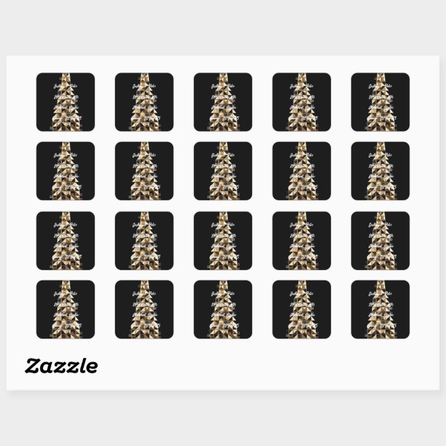  Gold Mosaic Christmas Tree Geometric  Square Sticker (Sheet)