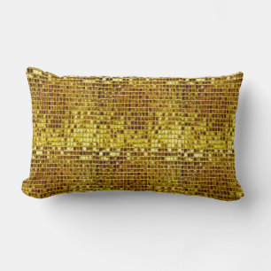 Gold Mosaic Elegant Glam Aesthetic Luxury Modern Lumbar Cushion