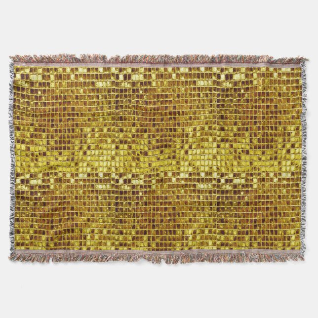 Gold Mosaic Elegant Glam Aesthetic Luxury Modern Throw Blanket (Front)
