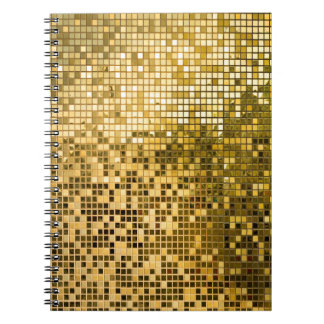 Gold Mosaic: Square Tiles Texture. Notebook