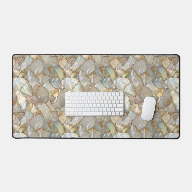 Gold Mosaic Style Mother of Pearl Desk Mat (Keyboard & Mouse)