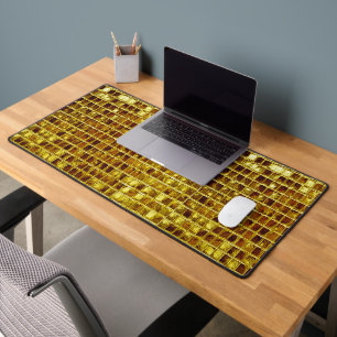 Gold Mosaic Tiles Elegant Modern Luxury Desk Mat