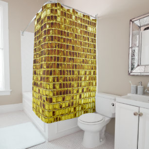 Gold Mosaic Tiles Elegant Modern Luxury Shower Curtain