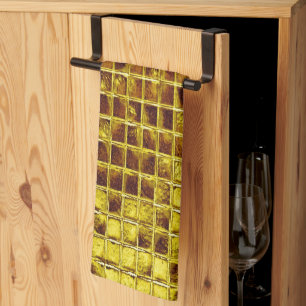 Gold Mosaic Tiles Elegant Modern Luxury Tea Towel