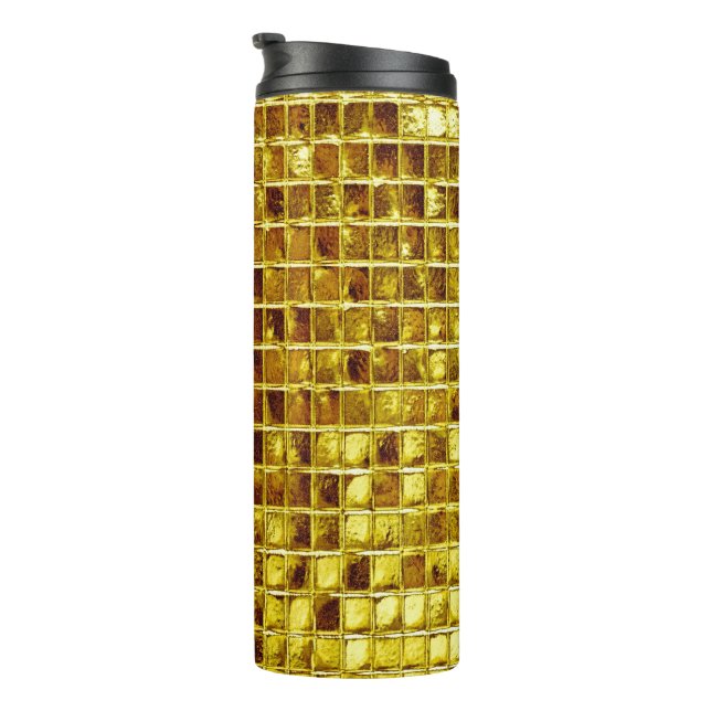 Gold Mosaic Tiles Elegant Modern Luxury Thermal Tumbler (Rotated Right)