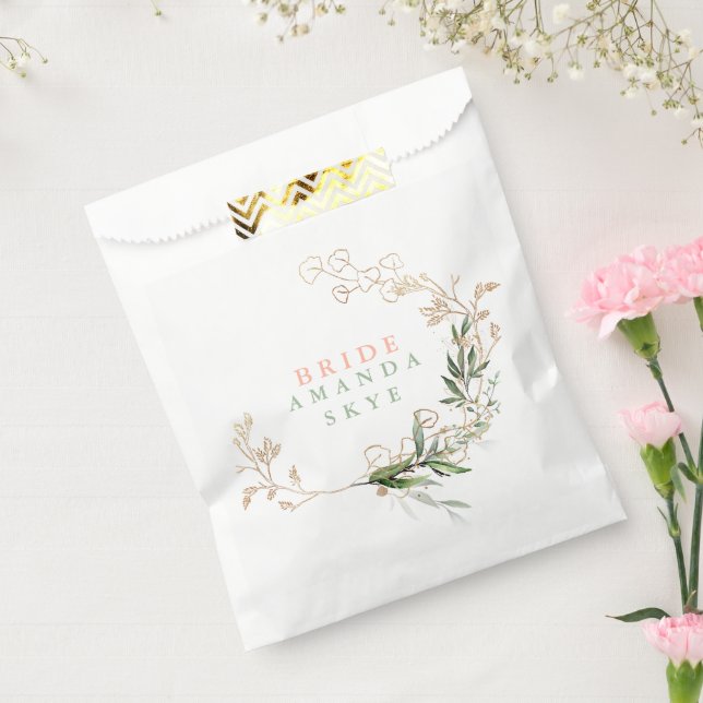 Gold Moss Eucalyptus Modern Abstract Bridal Shower Favour Bags (Sealed)