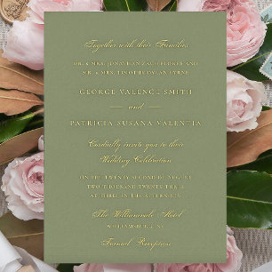 Gold Moss Green Formal Calligraphy Elegant Wedding