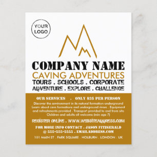 Gold Mountain Logo, Caving Adventure Advertising Flyer