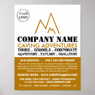 Gold Mountain Logo, Caving Adventure Advertising Poster