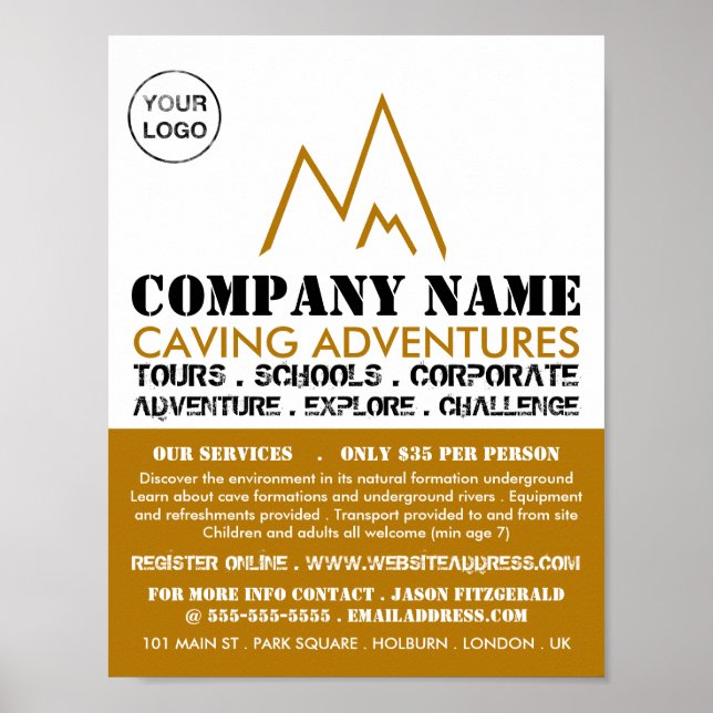 Gold Mountain Logo, Caving Adventure Advertising Poster (Front)