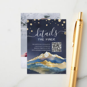 Gold Mountains Wedding Details Information QR Code Enclosure Card