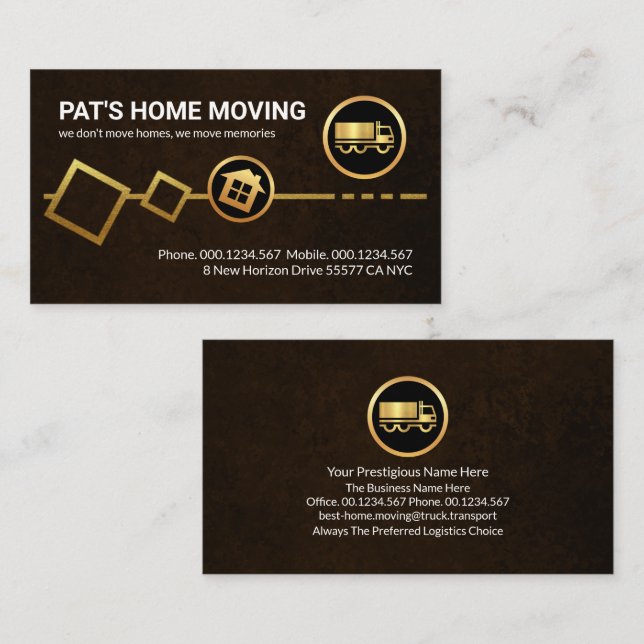 Gold Moving Home Boxes Packing Business Card (Front/Back)