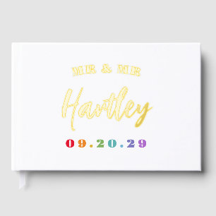 Gold Mr & Mr Rainbow Date Gay Wedding Guest Book