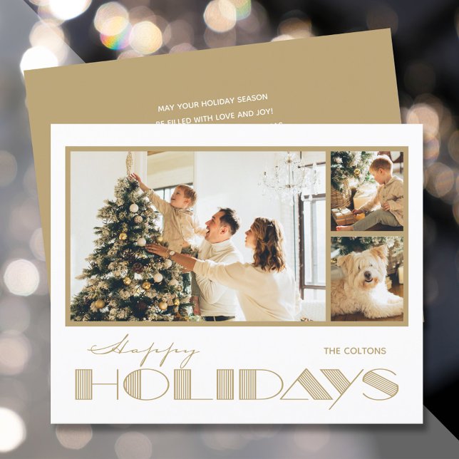 Gold Multiple Photo Happy Holidays Budget Cards (Creator Uploaded)