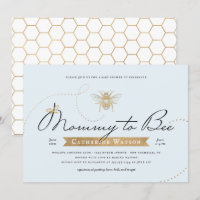 Gold Mummy to Bee Baby Shower Blue Invitation