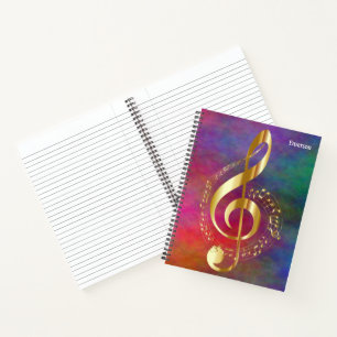Gold Music Note Customise & Personalise Notebook