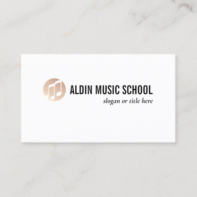 Gold Music Note Logo White Business Card (Front)
