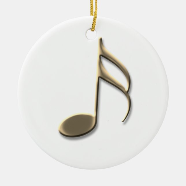 Gold Music Note Soprano Singer Christmas Ceramic Tree Decoration (Front)