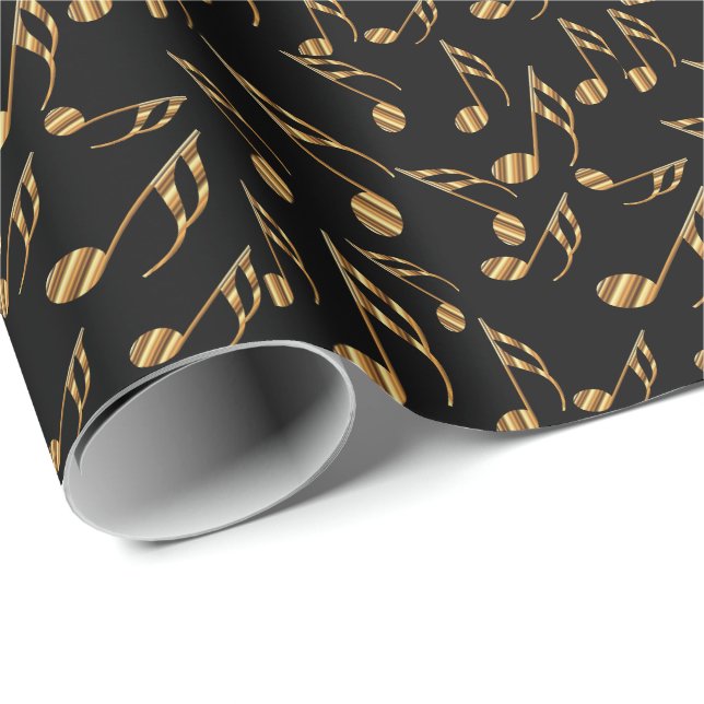 Gold Music Note Wrapping Paper (Roll Corner)