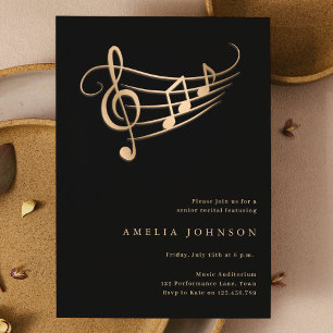 Gold Music Notes Classy Minimal Concert Invitation