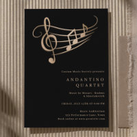 Gold Music Notes Classy Minimal Concert Invitation