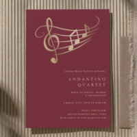 Gold Music Notes Classy Minimal Concert Invitation