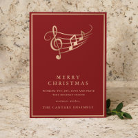 Gold Music Notes Elegant Musical Christmas Card