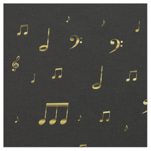 gold music notes fabric