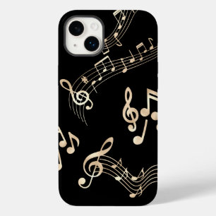 Gold Music Notes on Black Case-Mate iPhone 14 Plus Case