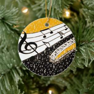 Gold music theme ceramic tree decoration