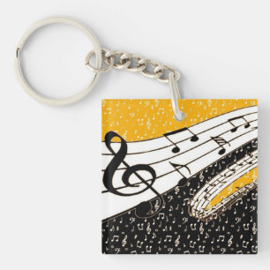 Gold music theme key ring