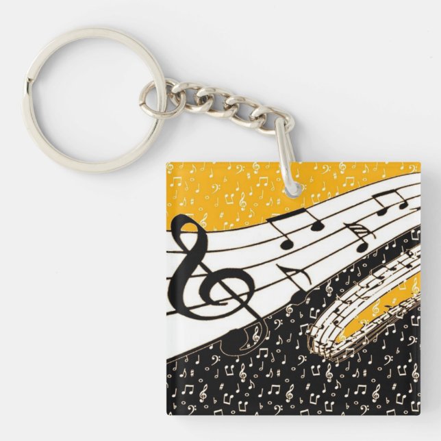 Gold music theme key ring (Front)