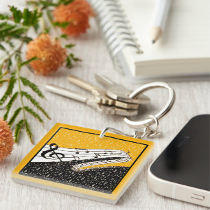 Gold music theme key ring
