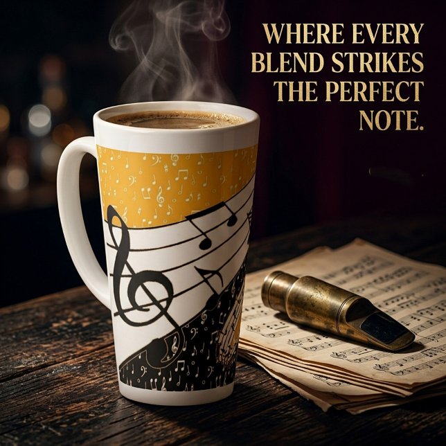 Gold music theme latte mug (Creator Uploaded)