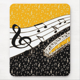 Gold music theme mouse pad