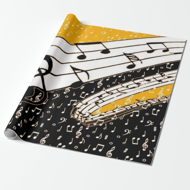 Gold music theme wrapping paper (Unrolled)