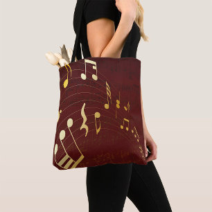 Gold Musical Notes Background Tote Bag