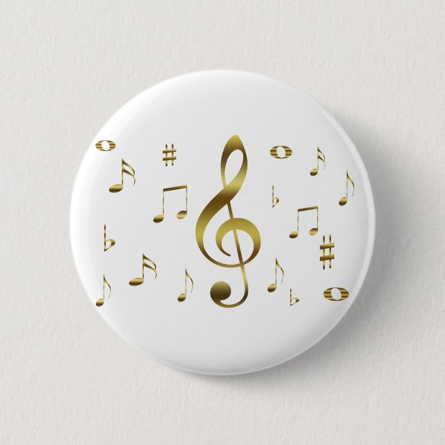 Gold Musical Notes Button (Front)
