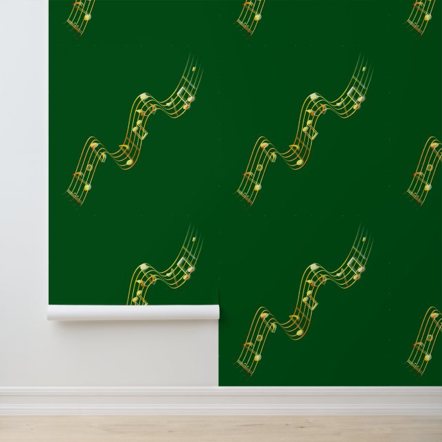 Gold Musical Notes Custom Colour Green Wallpaper (Application)