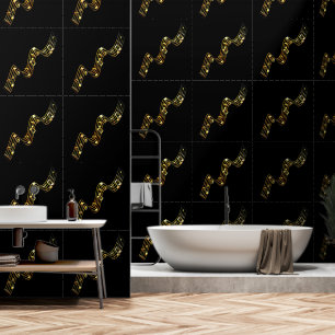 Gold Musical Notes Custom Colours Black Wallpaper