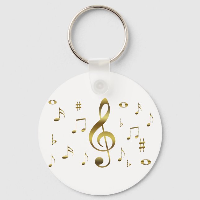 Gold Musical Notes Keychain (Front)