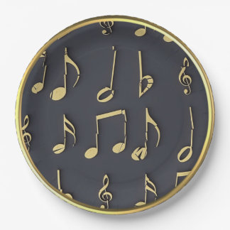 Gold Musical Notes Paper Plate