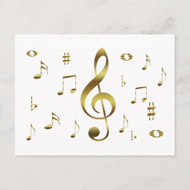 Gold Musical Notes Postcard (Front)