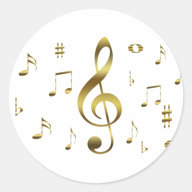 Gold Musical Notes Sticker (Front)