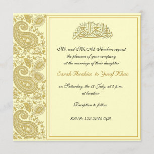 Gold Muslim wedding Invitation