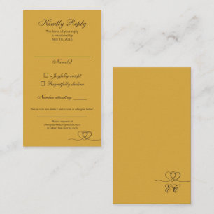 Gold Mustard Elegant Calligraphy Wedding RSVP Card