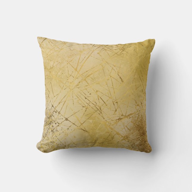 Gold Mustard Yellow Pattern, Modern, Luxury Cushion (Front)