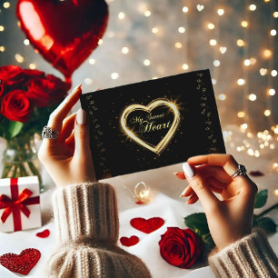 Gold My Sweet Heart Black Valentine Postcard
