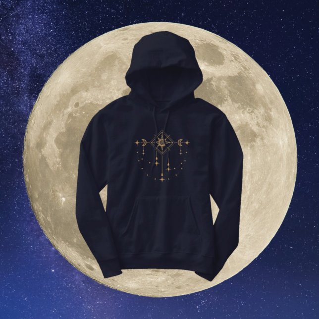 Gold Mystic Geometric Cosmic Tarot Sun & Moon Hoodie (Creator Uploaded)