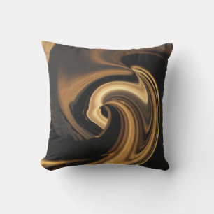 Gold N Brown Abstract Heart Outdoor Throw Pillow